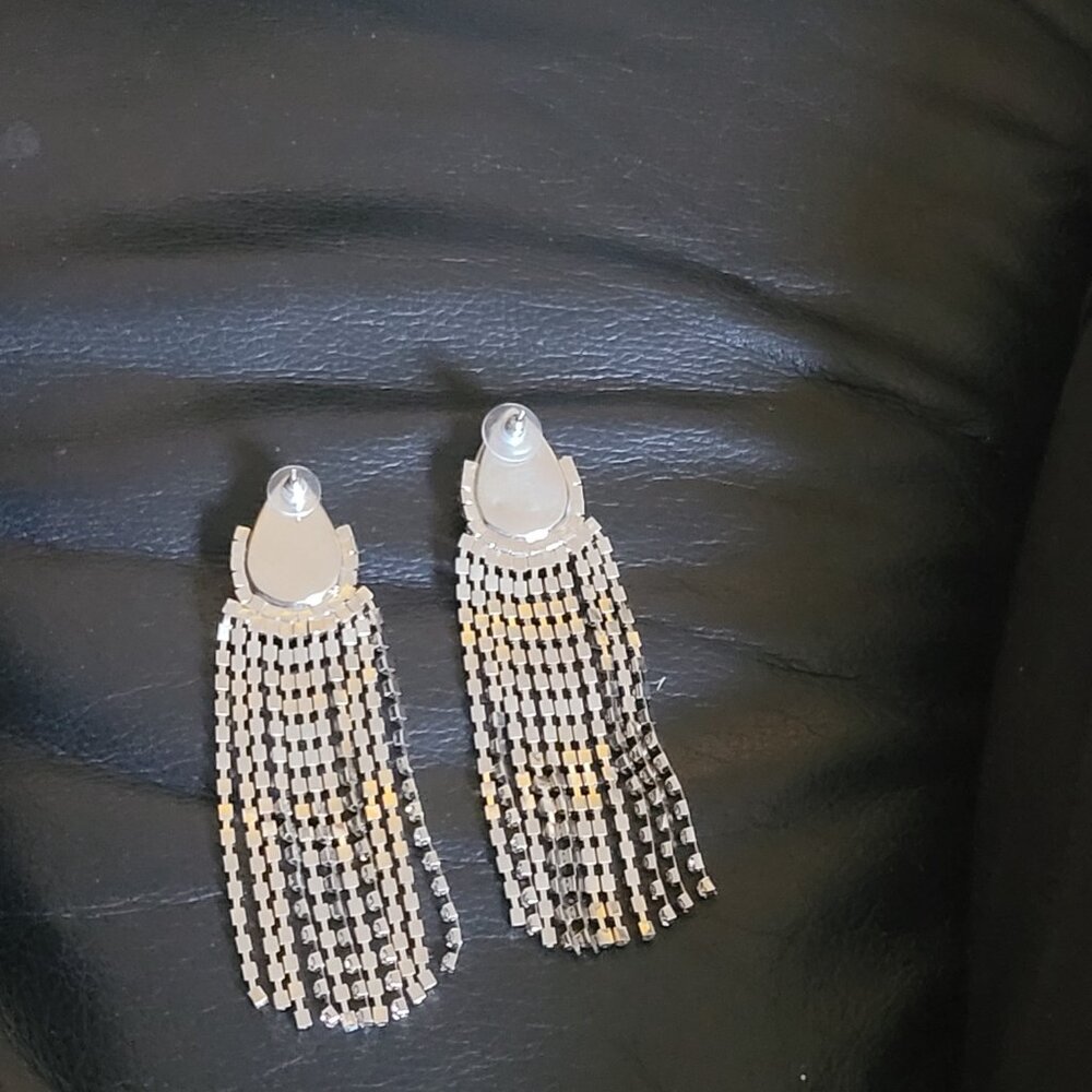 Round Rhinestone Runway Earrings - Picture 2 of 2